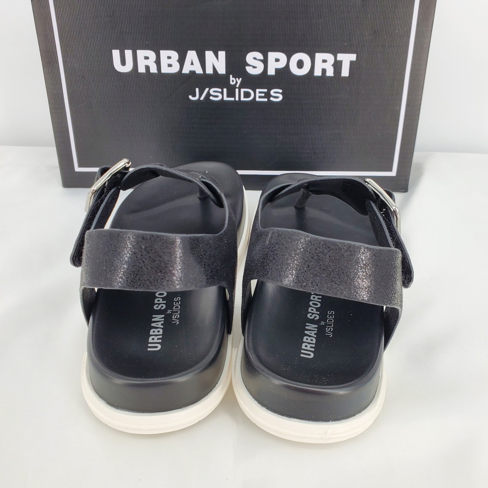 Urban Sport by J/Slides Freya Black Metallic Luxe Platform Thong Sandals 6.5 New - Picture 5 of 8